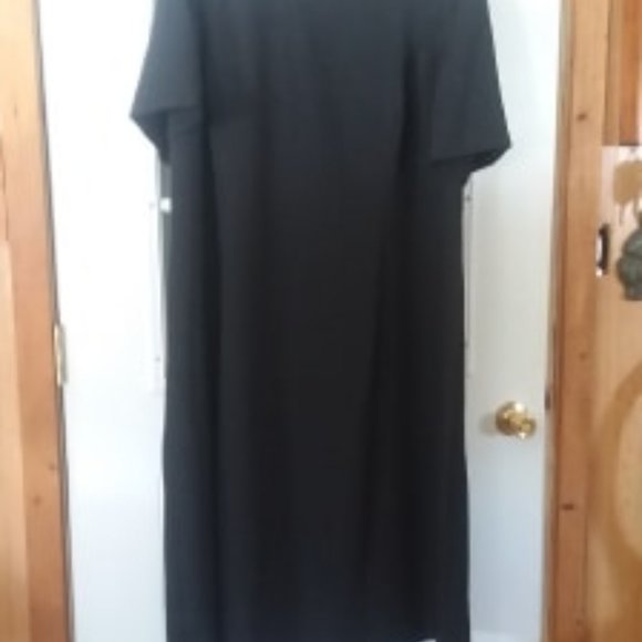 Sz 30W Plus Main St. Classics Black SS Poly Dress - Picture 7 of 8